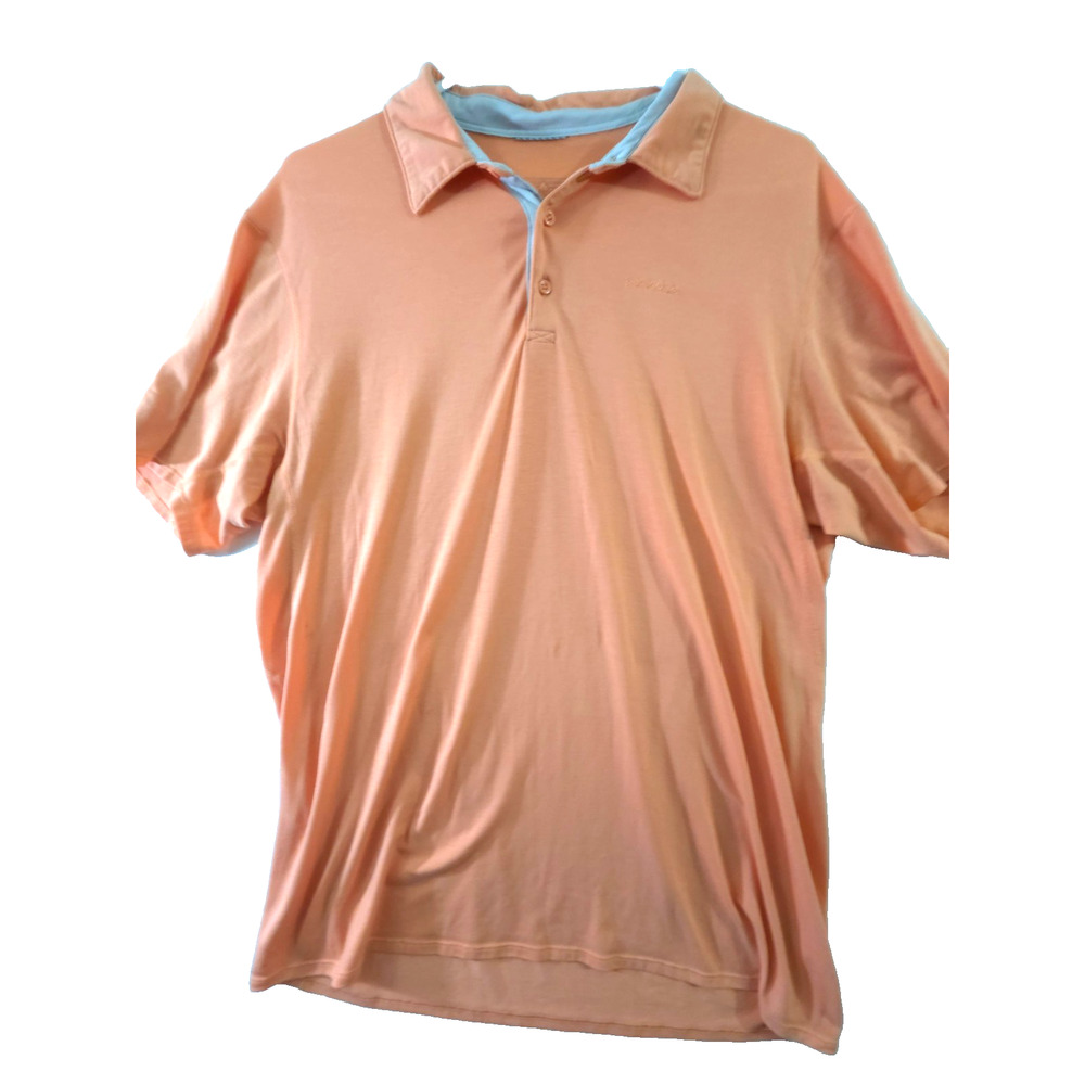 Patagonia Polo Shirt Orange Peach Cotton Mens Large Short Sleeve EUC